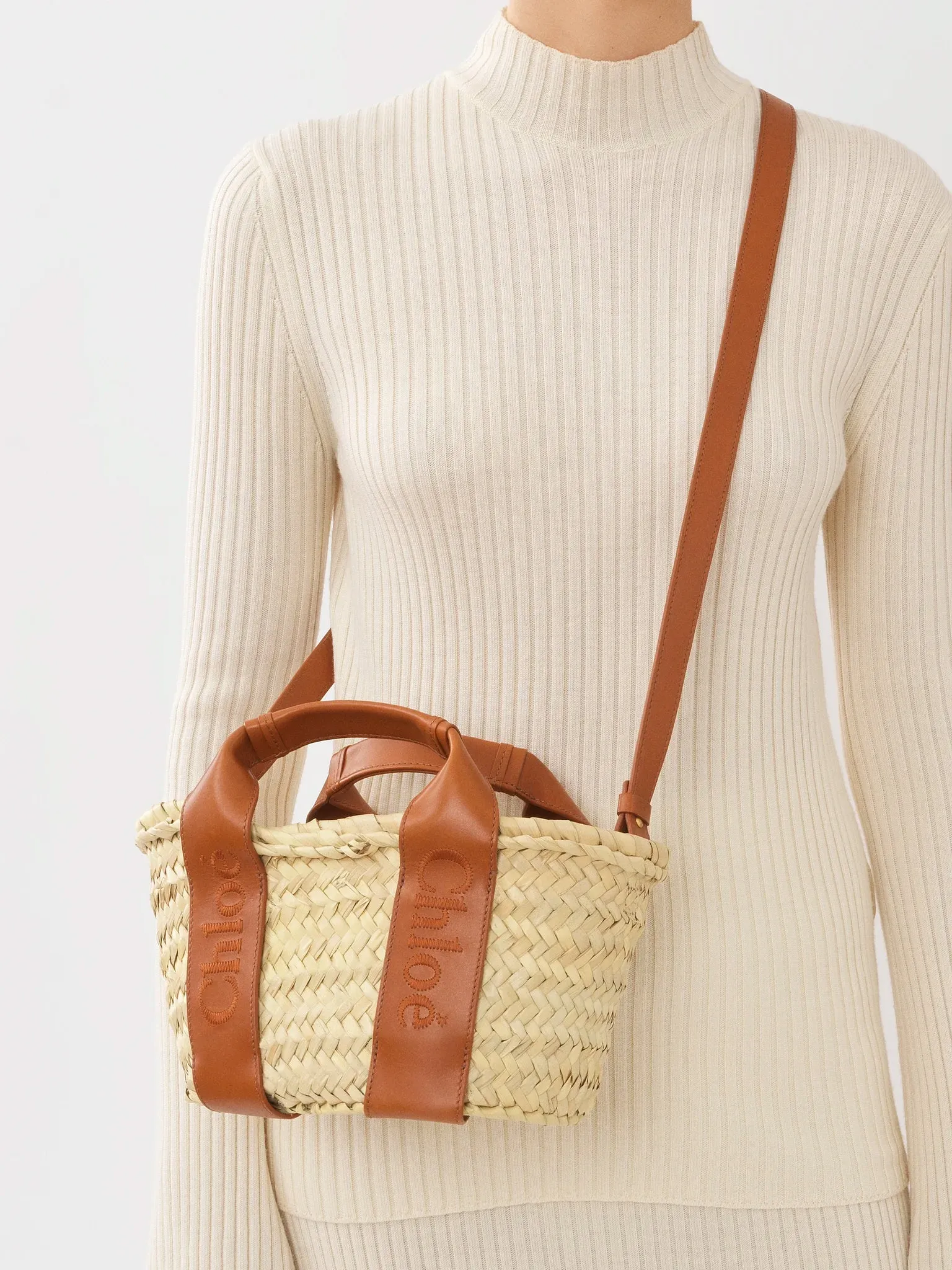 Sense Raffia Mini Tote, Caramel