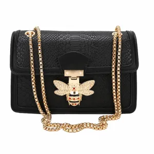 SHP Black Luxury Bee PU Crossbody Bag