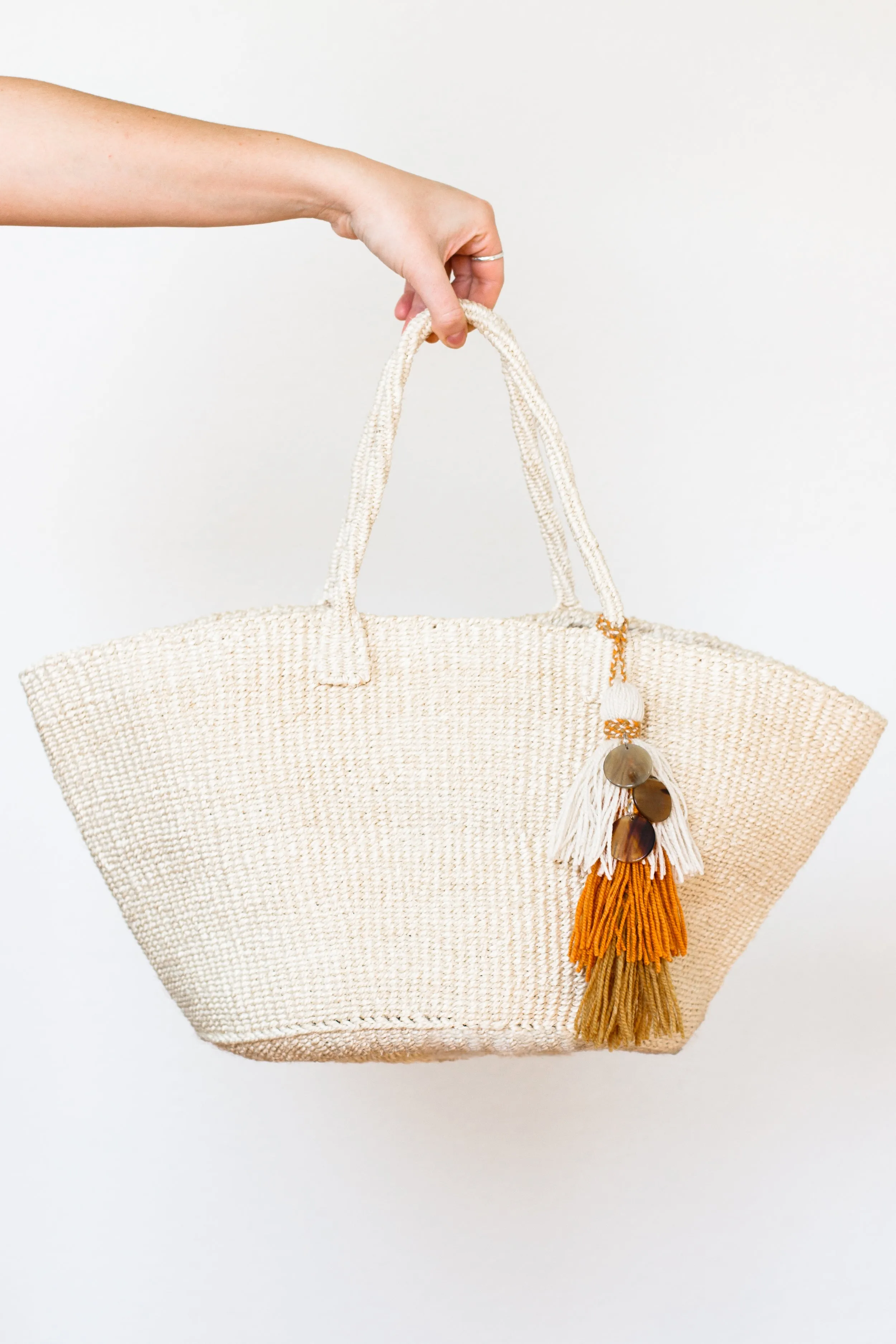 Sisal Market Bag with Embellishment, Natural