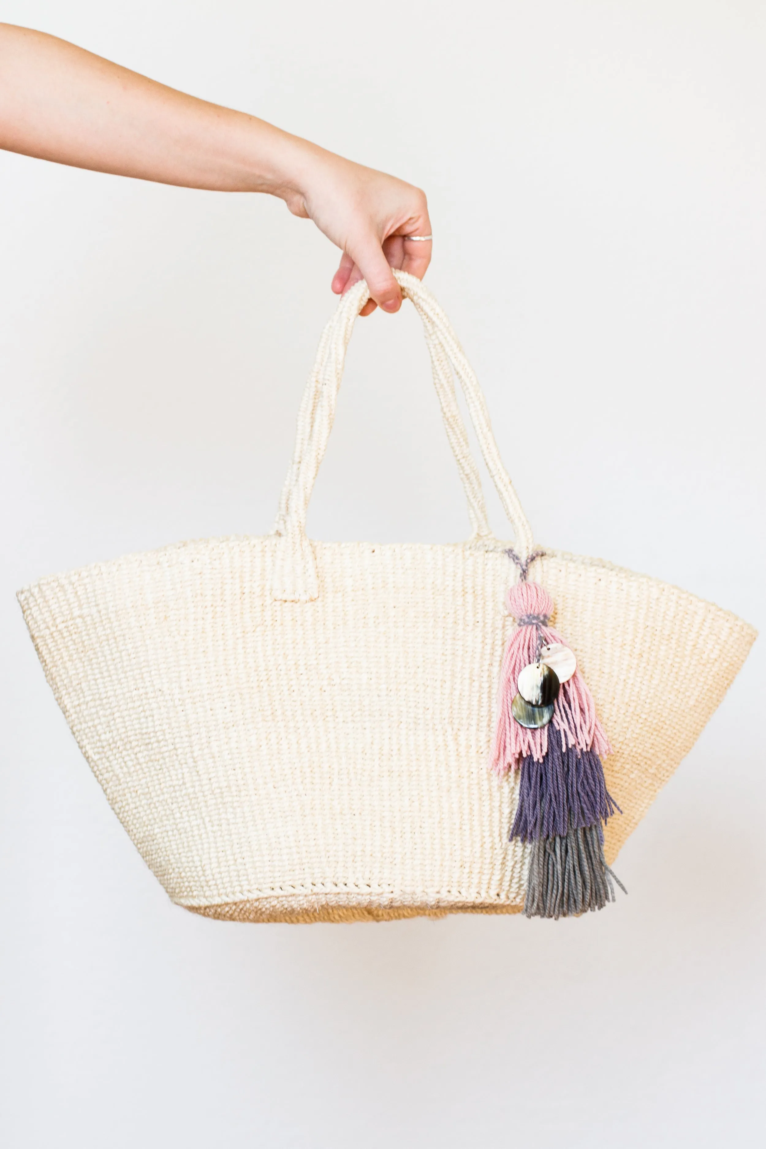 Sisal Market Bag with Embellishment, Natural