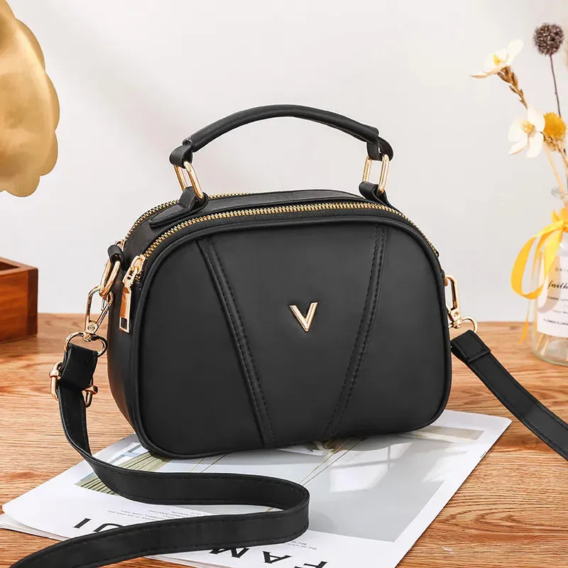 Small Rivet Hair Ball PU Leather Crossbody Shoulder Bag