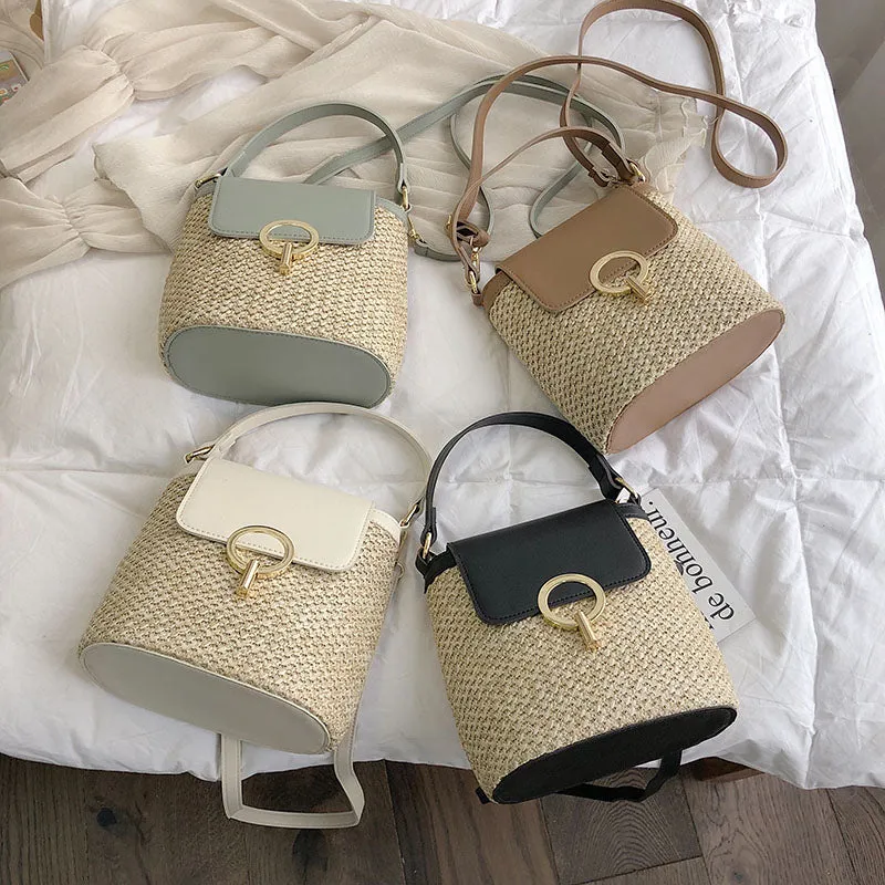 Small Straw Bucket Bags For Women