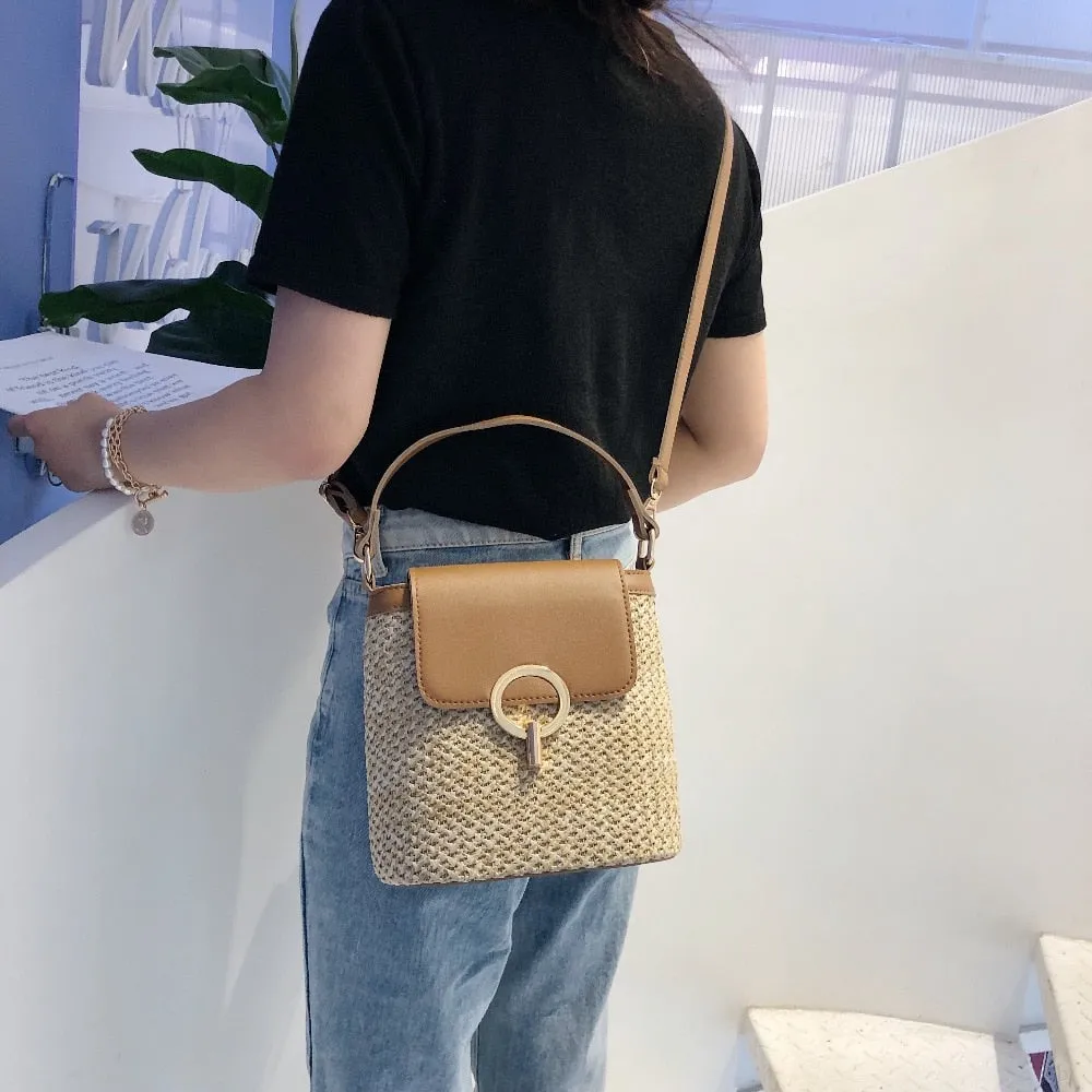 Small Straw Bucket Bags For Women