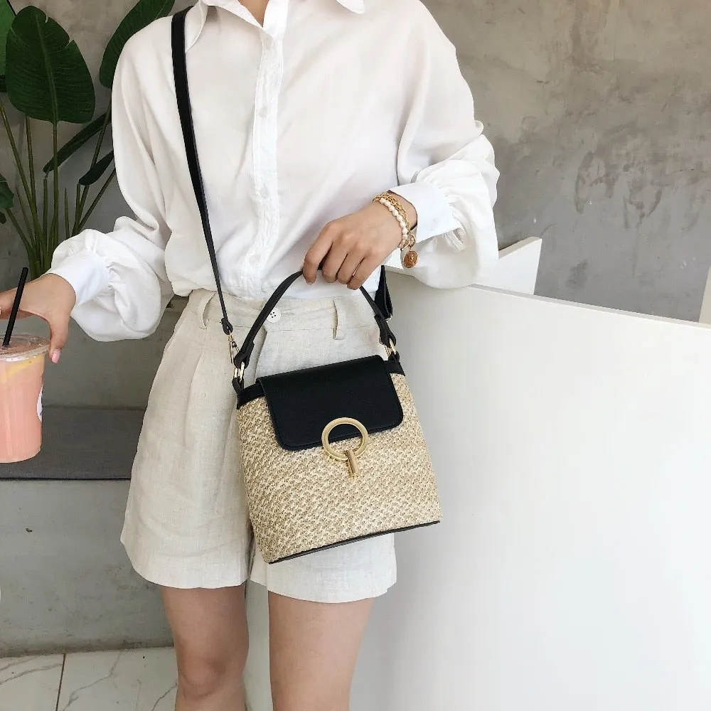 Small Straw Bucket Bags For Women