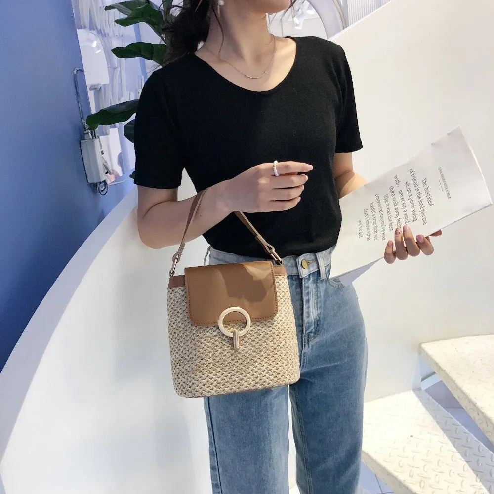 Small Straw Bucket Bags For Women