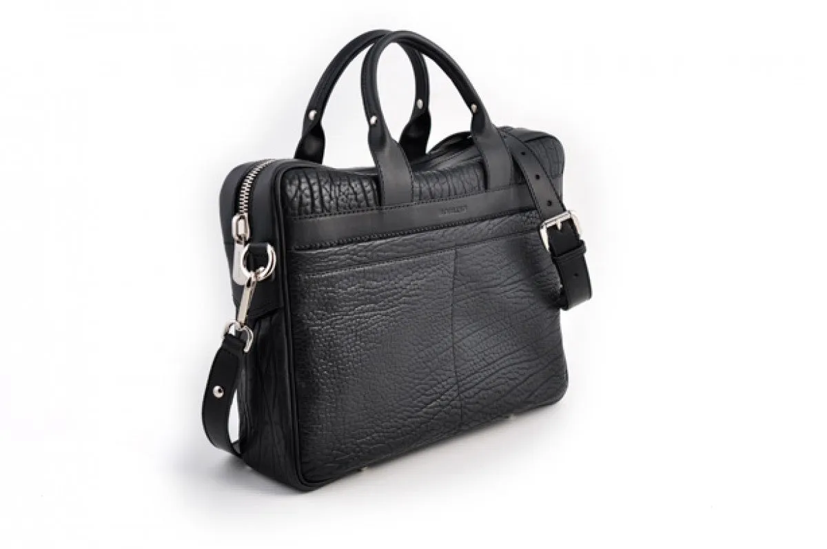 The Treviso Buffalo Leather Briefcase - Onyx Black