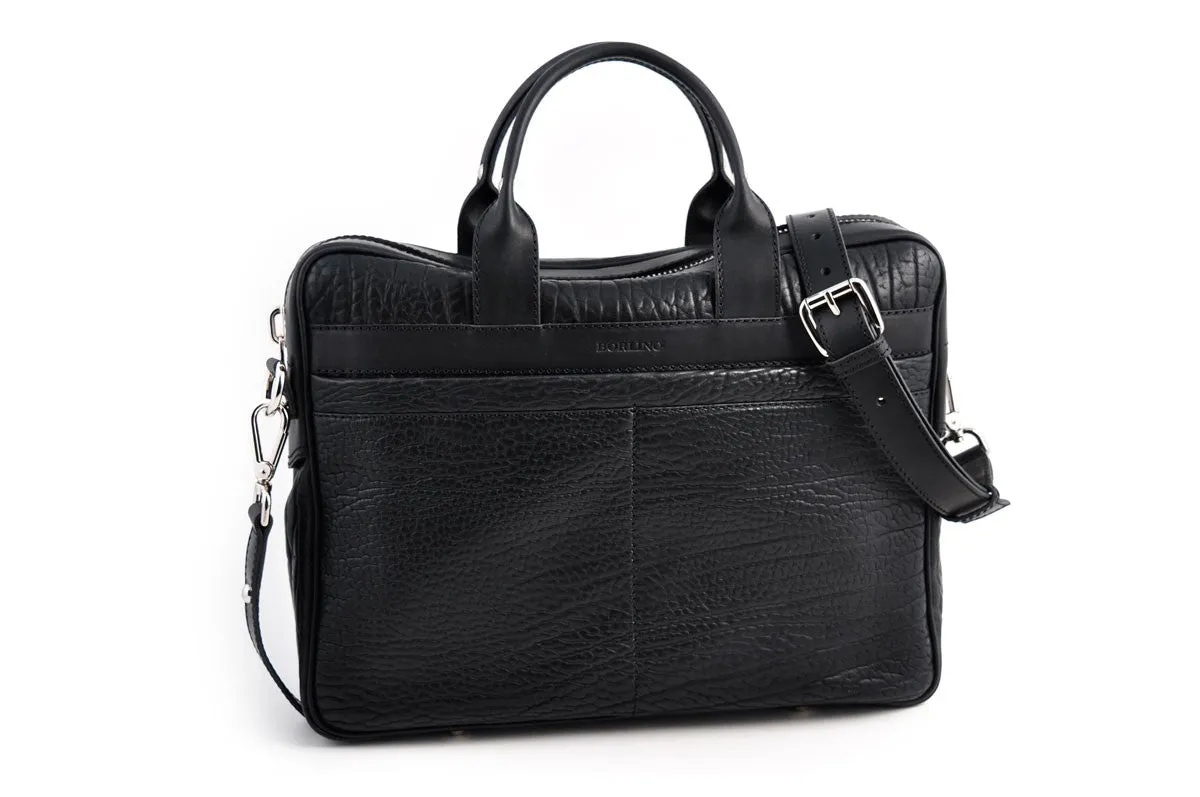 The Treviso Buffalo Leather Briefcase - Onyx Black