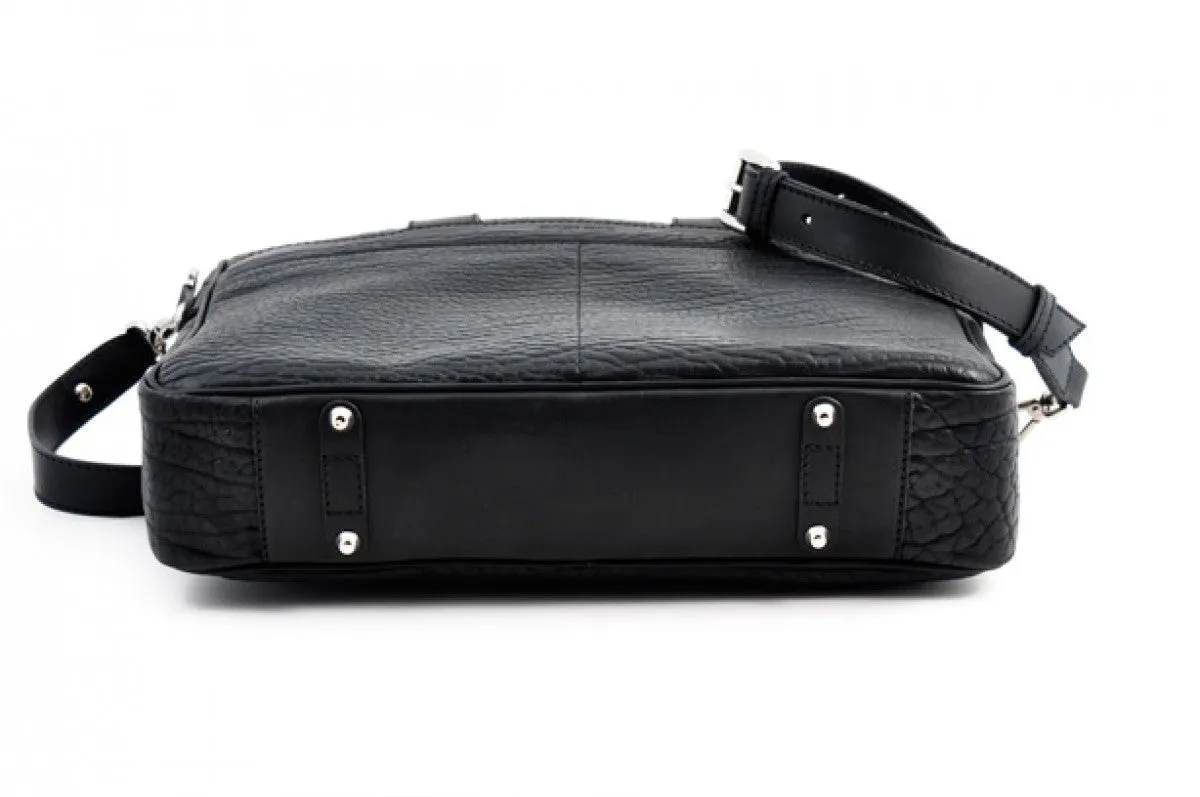 The Treviso Buffalo Leather Briefcase - Onyx Black