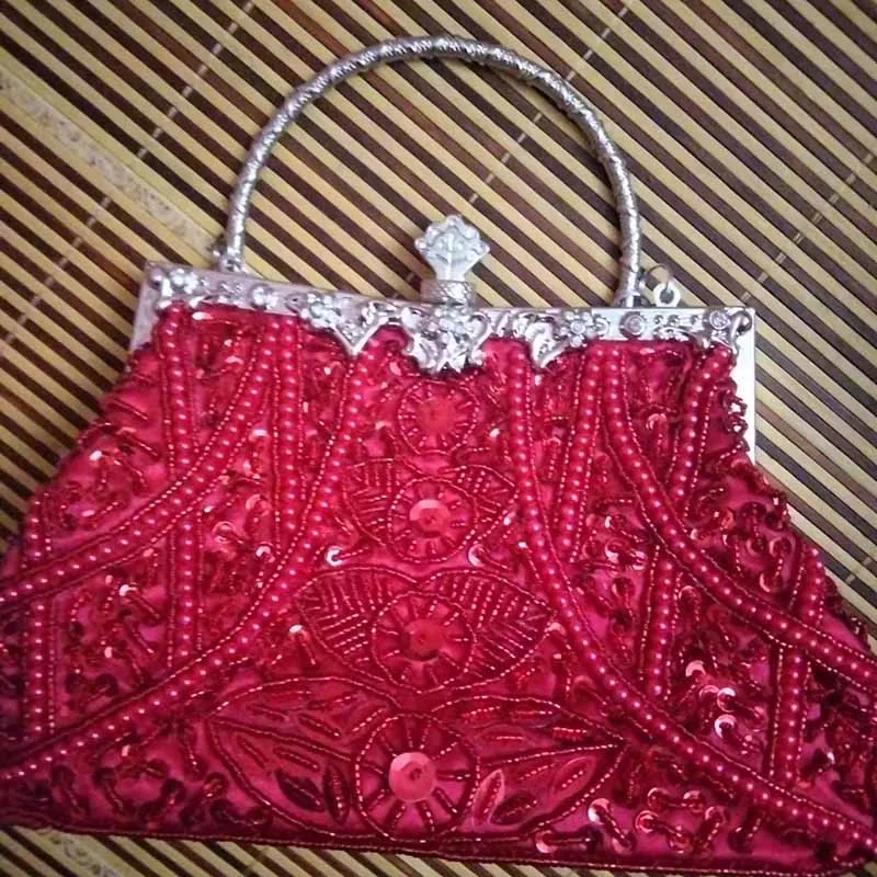 Vintage Beaded Evening Clutch Bag Prom Event Handbag