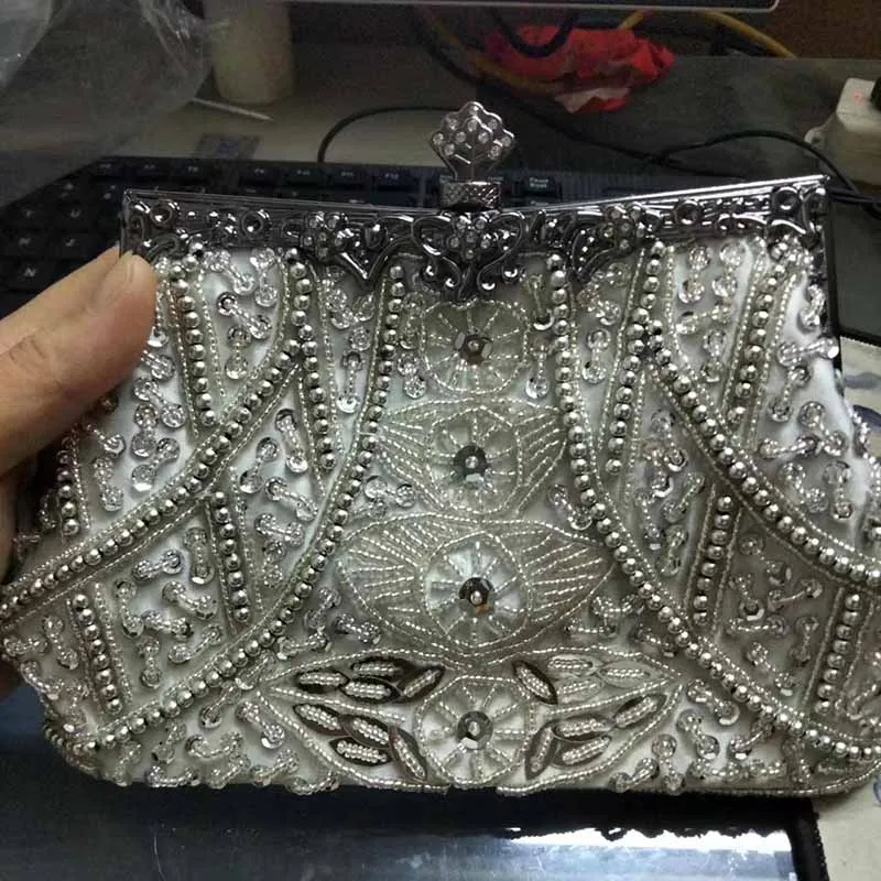 Vintage Beaded Evening Clutch Bag Prom Event Handbag