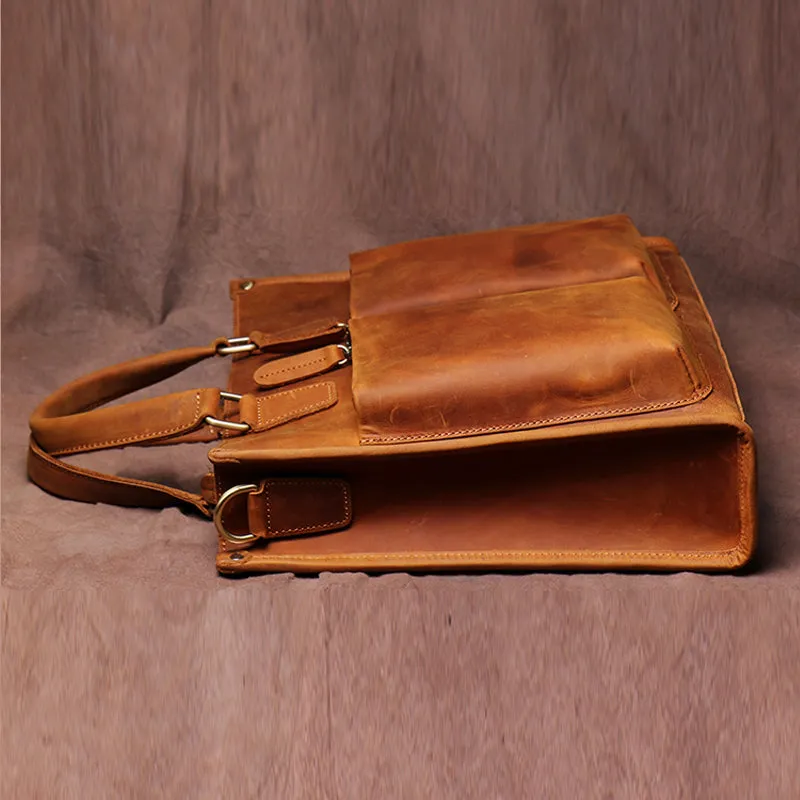 Vintage Men's Handbag Briefcase Leather Bag Computer Bag Cross Body Bag Handmade Crazy Horse Skin Shoulder bag