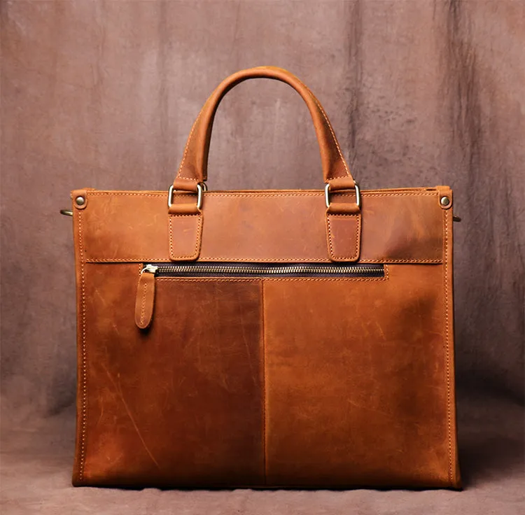 Vintage Men's Handbag Briefcase Leather Bag Computer Bag Cross Body Bag Handmade Crazy Horse Skin Shoulder bag