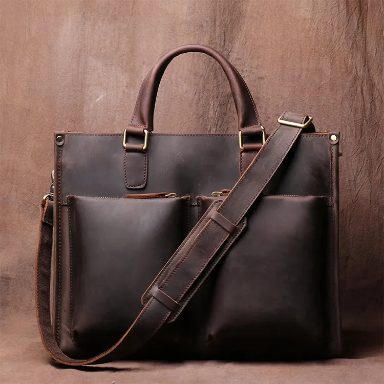 Vintage Men's Handbag Briefcase Leather Bag Computer Bag Cross Body Bag Handmade Crazy Horse Skin Shoulder bag