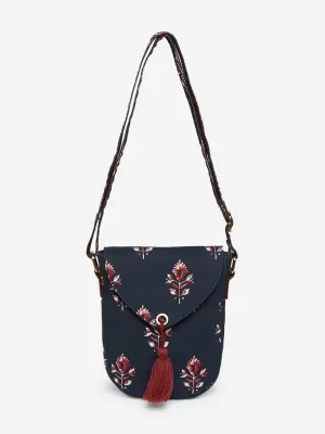 Westside Navy Floral Print Sling Bag