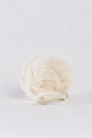 White Faux Fur Round Wristlet Bag /3 Bags