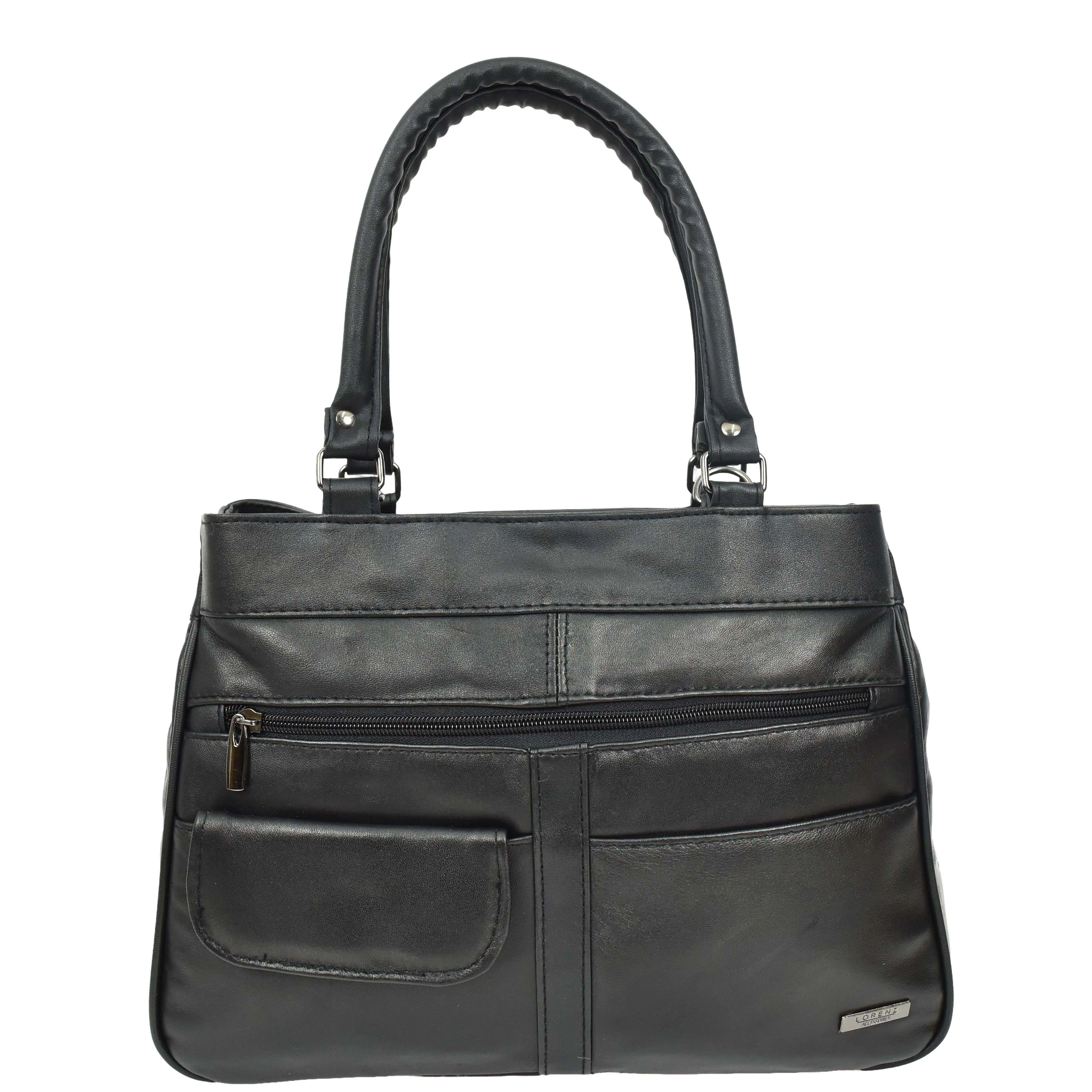 Womens Soft Leather Tote Bag Black Outgoing Casual Handbag A953