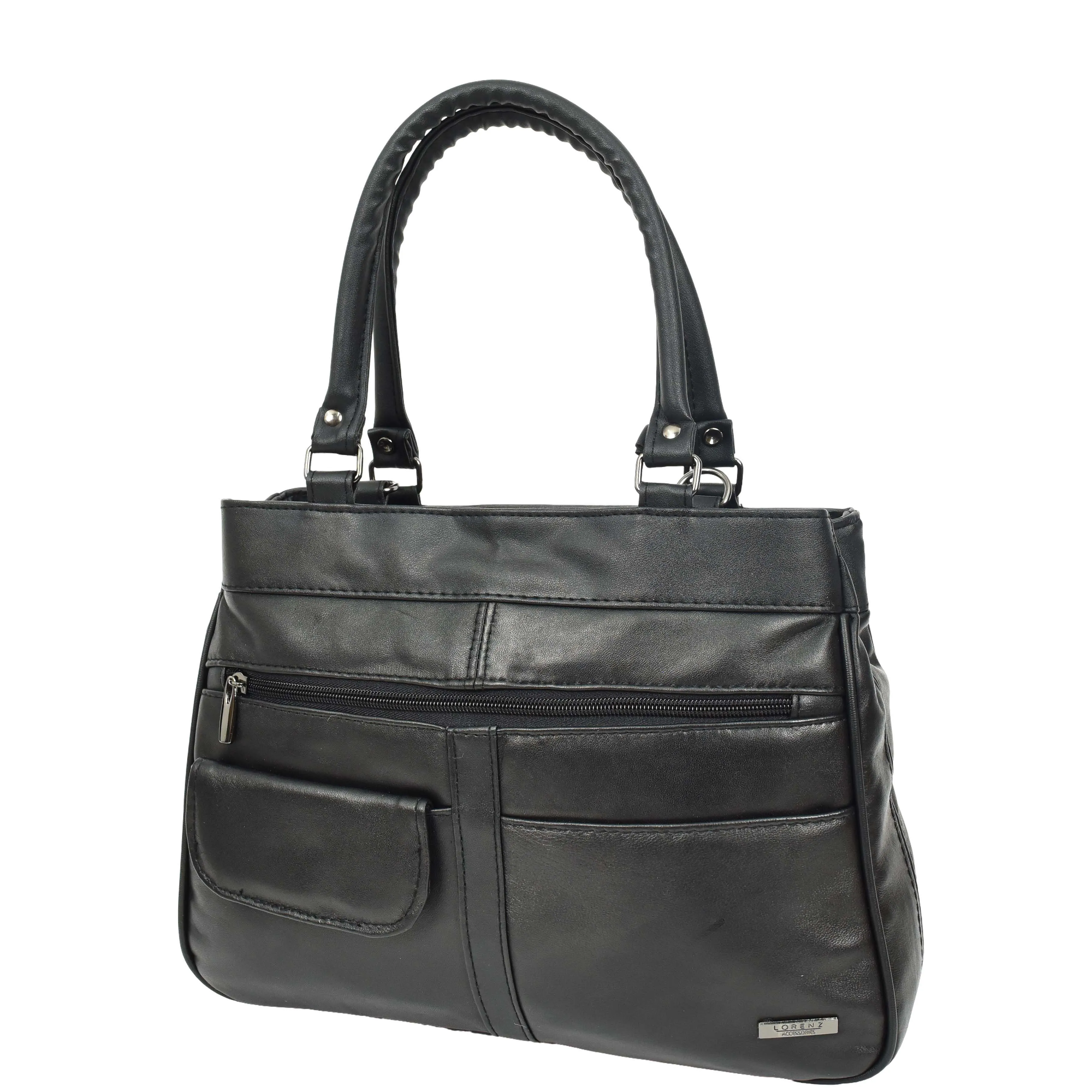 Womens Soft Leather Tote Bag Black Outgoing Casual Handbag A953