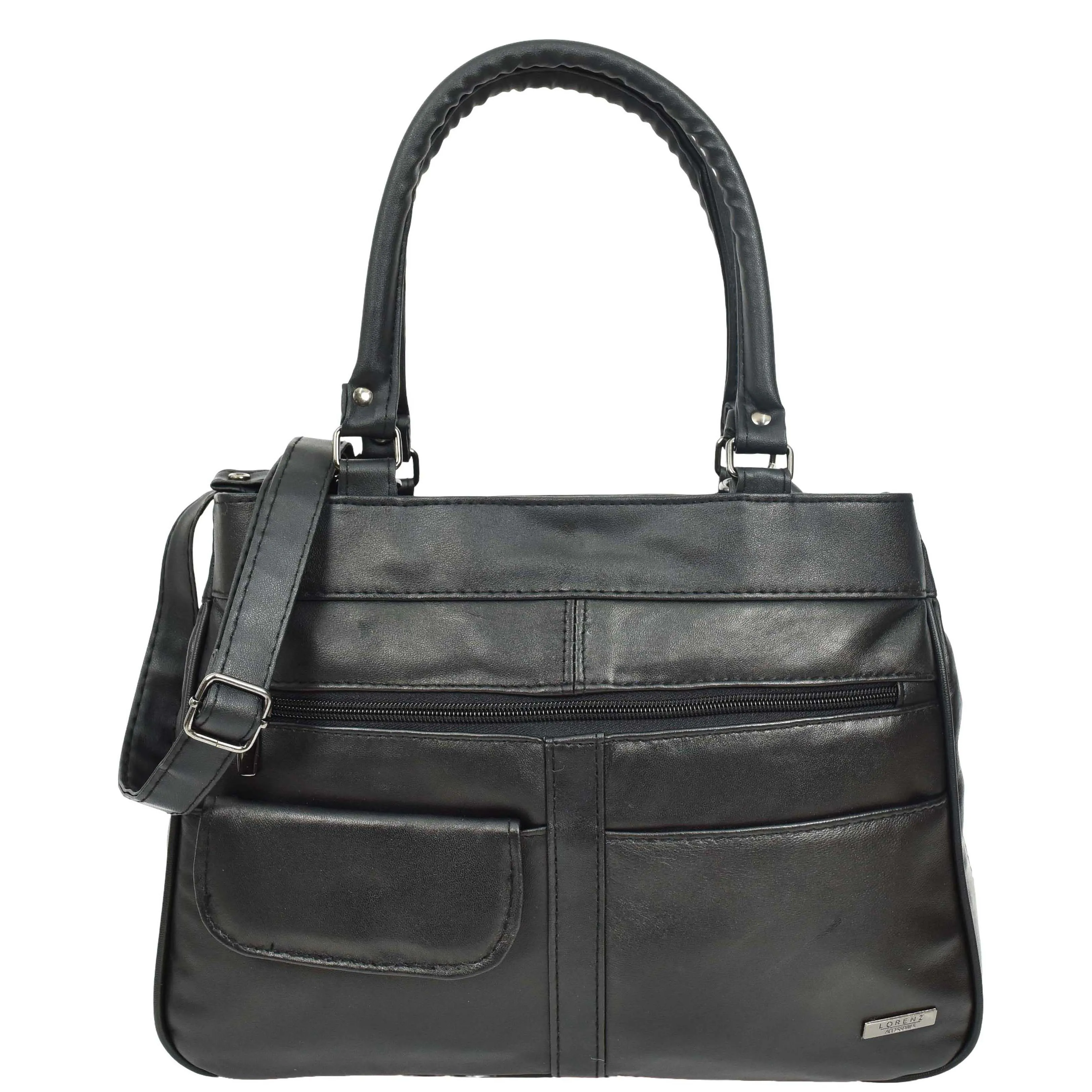 Womens Soft Leather Tote Bag Black Outgoing Casual Handbag A953