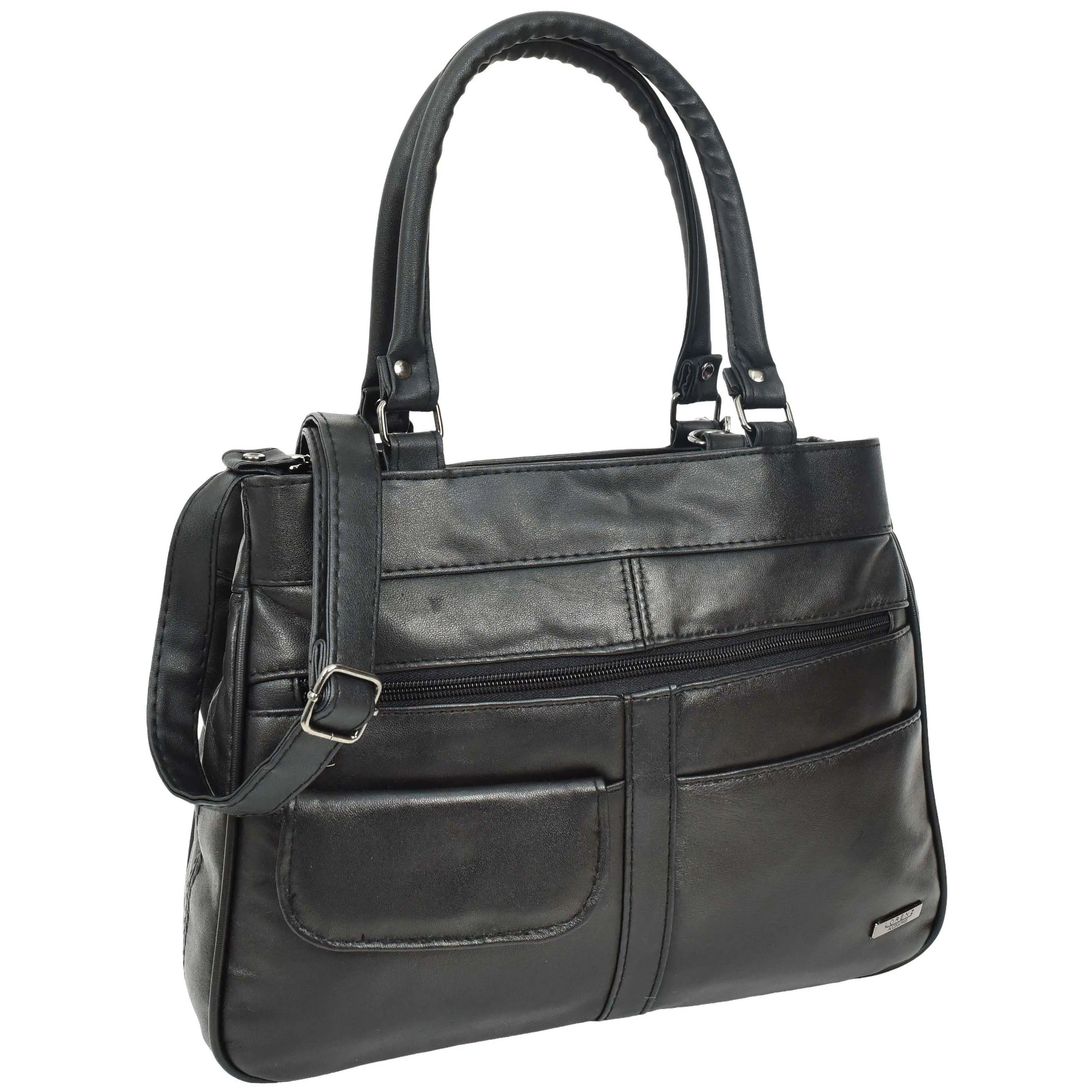 Womens Soft Leather Tote Bag Black Outgoing Casual Handbag A953